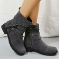 thumbnail image 6 of Women's Ankle Boots - Oversized Square Toe Suede Short Work Boots with Side Zipper and Round Toe, 6 of 8