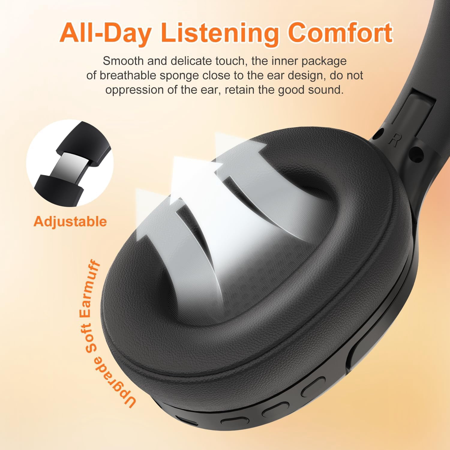 Wireless Bluetooth 5.2 FM Radio Headphones with Built-in Microphone, Ultra-Soft Ear Cushions, Stereo Noise Cancelling for Work/Travel/Sports