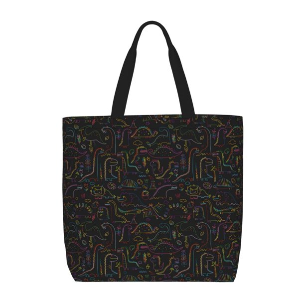 Easygdp Doodle Dinosaur Bolsa Tote para Mujer, Bolso de Hombro para Trabajo, Playa, Viajes, Compras y Supermercado