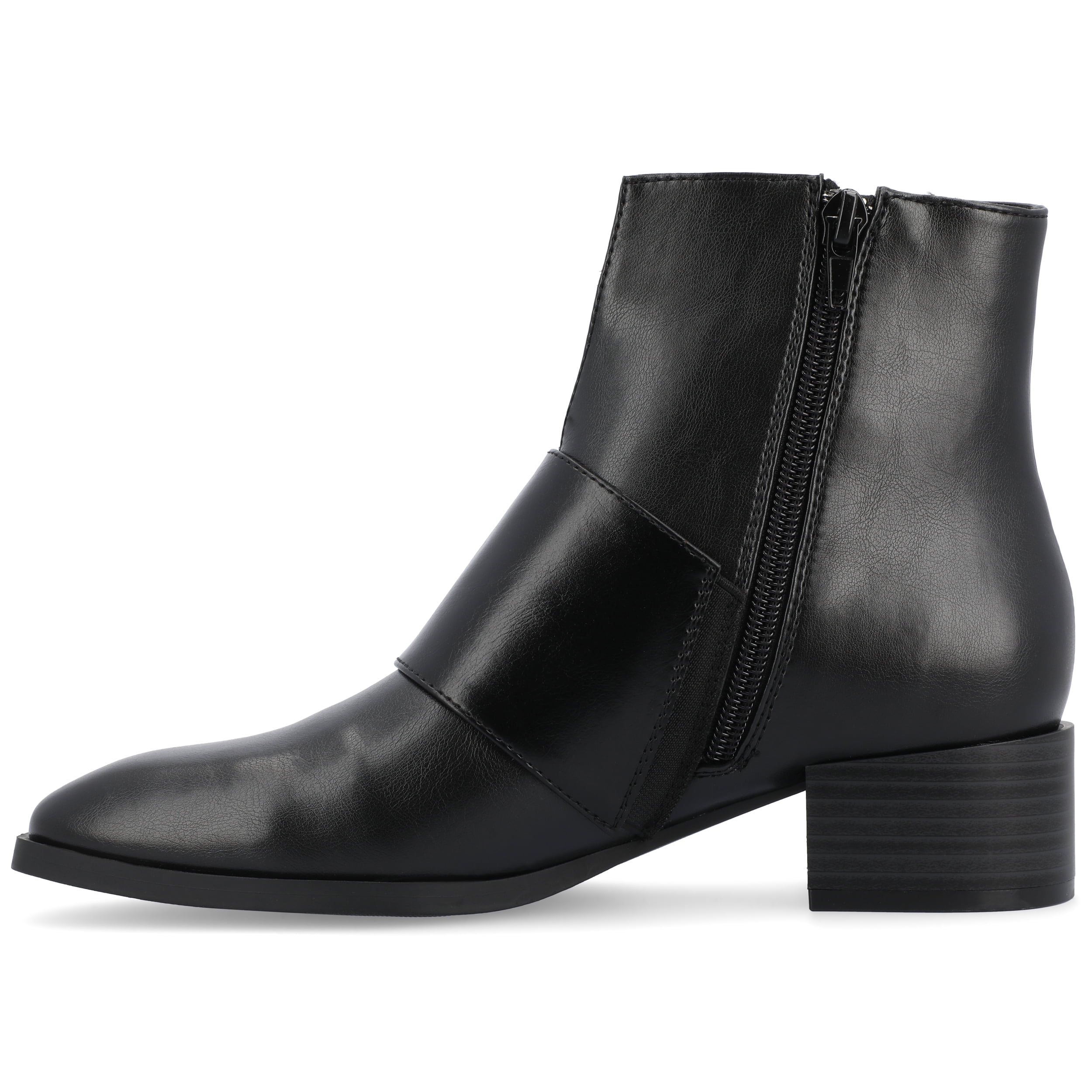 Journee Womens Kyler Two Tone Square Toe Booties