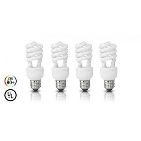(4 Pack) Circle 23 Watt - 100 Watt CFL Cool White Light Bulb, CFL 4100K, Spiral Medium Base, CFL 100W Equivalent Light Bulbs, UL