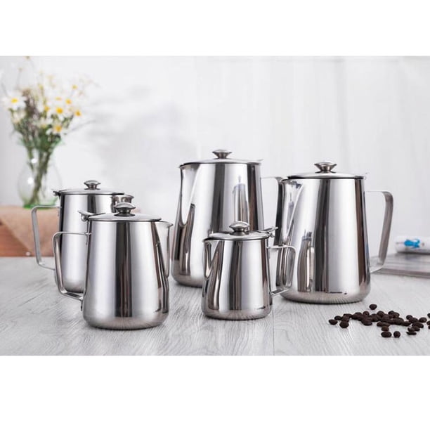 Abbracc Milk Jug, Stainless Steel Milk Jug with Lid, Perfect for