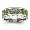 thumbnail image 1 of Stainless Steel Polished with Imitation Opal 8mm Men's Ring 11 Size, 1 of 6