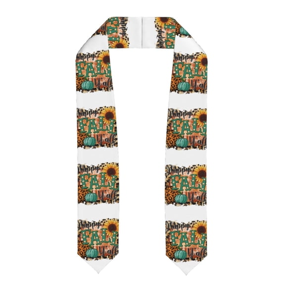 Logiee Happy Fall Y'All Print Unisex Adult Graduation Stole Shawl 72" Long for Academic Commencements Shawl-Flattened