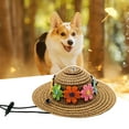 thumbnail image 5 of Happy Date Pet Flower Straw Hat Dog Spring Summer Sunhat Cute Woven Straw Hat Costume Accessory, 5 of 8