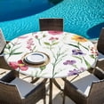 thumbnail image 5 of Spring Flowers Round Tablecloth 45-54 Inch Round Fitted Table Cloth with Elastic Edge, Pastoral Botanical Blossom Floral Waterproof Table Cover Protector for Outdoor Picnic Party Dining, 5 of 6