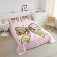 thumbnail image 4 of Erosebridal Ensembles de Literie Nœud Rose Double avec Couette, Insert de Couette à Carreaux, Décor de Princesse de Rêve, Réversible, Super Douillet, 3 Pcs, 4 of 7