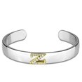 thumbnail image 1 of 6.75 in. Reverse Two-Tone White Metal Bangle with Top Grade Crystal, Clear, 1 of 1