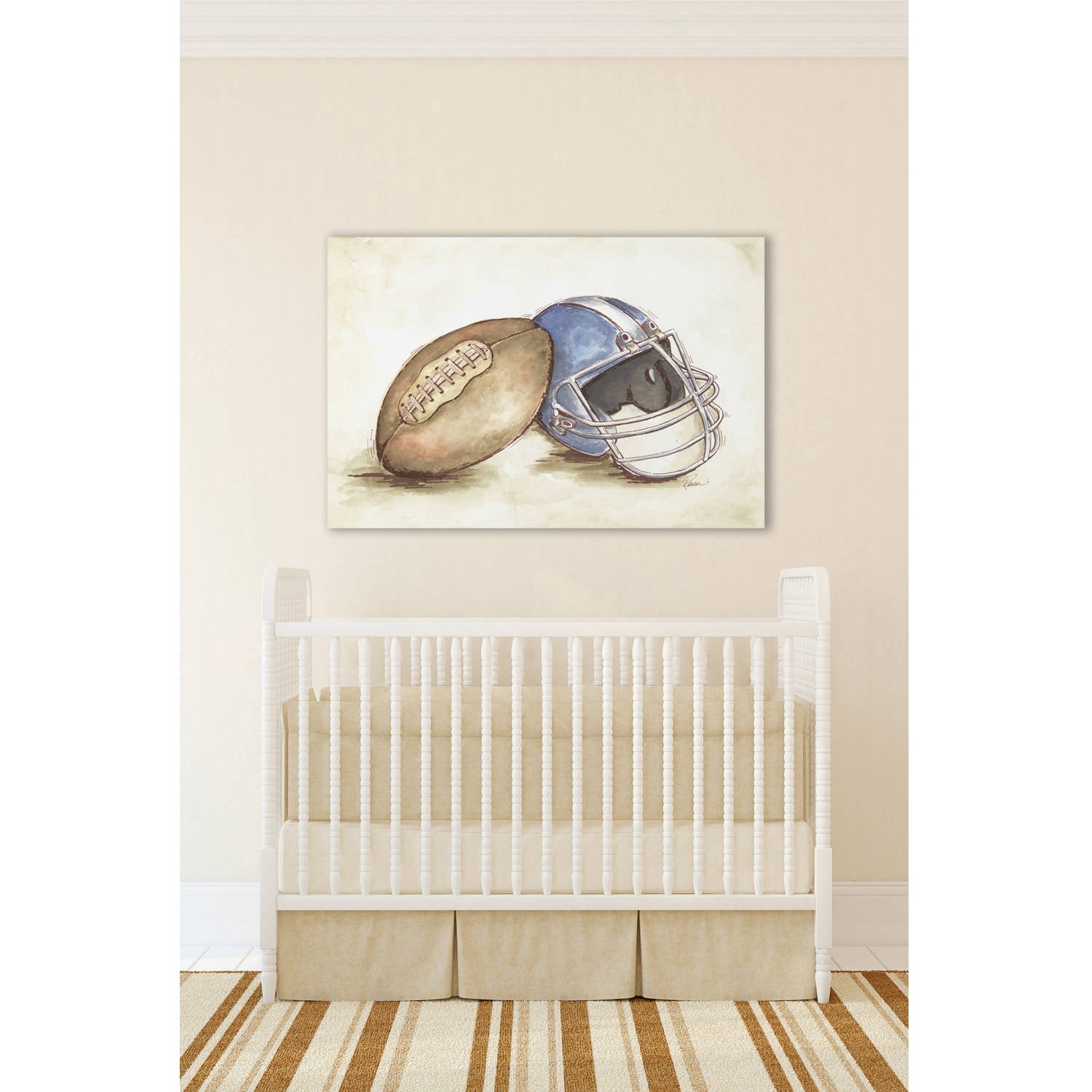 Marmont Hill "Football Gear" by Reesa Qualia Painting Print on Wrapped Canvas