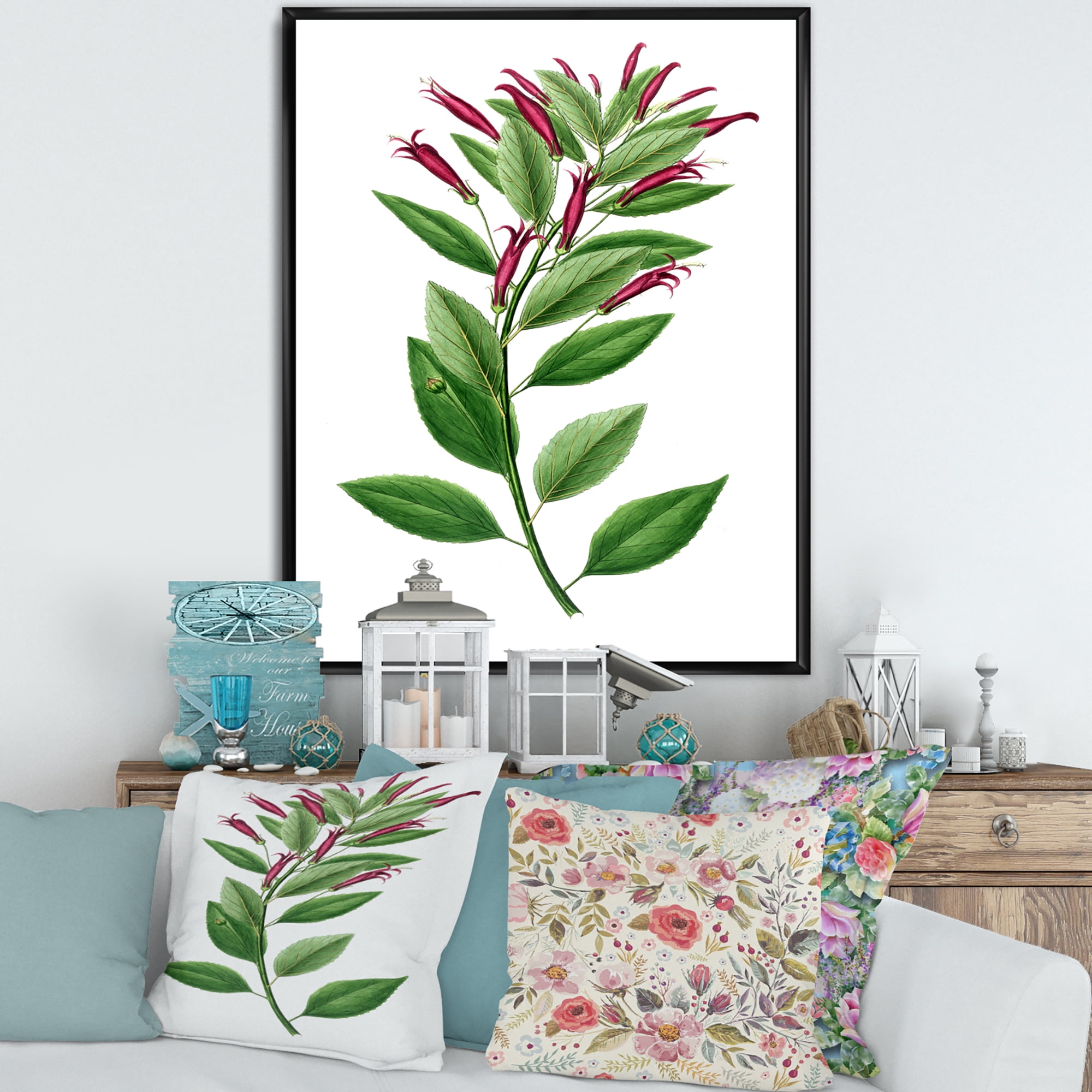 Designart 'Ancient American Flora V' Traditional Framed Canvas Wall Art Print