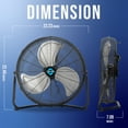 thumbnail image 2 of Tornado 20 Inch High Velocity Metal Floor Fan, 3-Speed Powerful Cooling for Industrial, Commercial, and Home Spaces, 120°Tilt, 6.0 FT Cord - UL safety Listed, Black, 2 of 6
