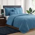 thumbnail image 2 of Clara Clark Home Quilt Set Bedspread - Ultra Soft Microfiber Embossed Grid Weave Pinsonic Lightweight - Quilted Comforter 5 Piece Bedding Set - 2 Pillow Shams, 2 Euro Shams - Twin, Blue Heaven, 2 of 4