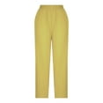 thumbnail image 4 of QUINDOS Straight Leg Womens Casual Pants Long High Waisted Trousers Cotton Linen Pull on Relaxed Fit Pants with Pockets, 4 of 6