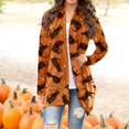 thumbnail image 3 of Cardigan Imprimé Citrouille Chat d'Halloween pour Femmes, Blouse Décontractée EAN13, 3 of 5