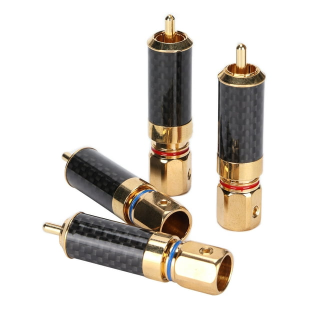 Preffair, 4 Uds., enchufe de loto de Audio, enchufe RCA de soldadura de latón chapado en oro con carcasa de fibra de carbono R1701 FAGINEY 1