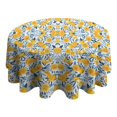 thumbnail image 4 of Yellow Lemon Fruit Leaves Blue Pattern Round Tablecloth 60"x60",Wrinkle Wipeable Table Cloth for Kitchen Dining Room Picnic Patio Party, 4 of 6