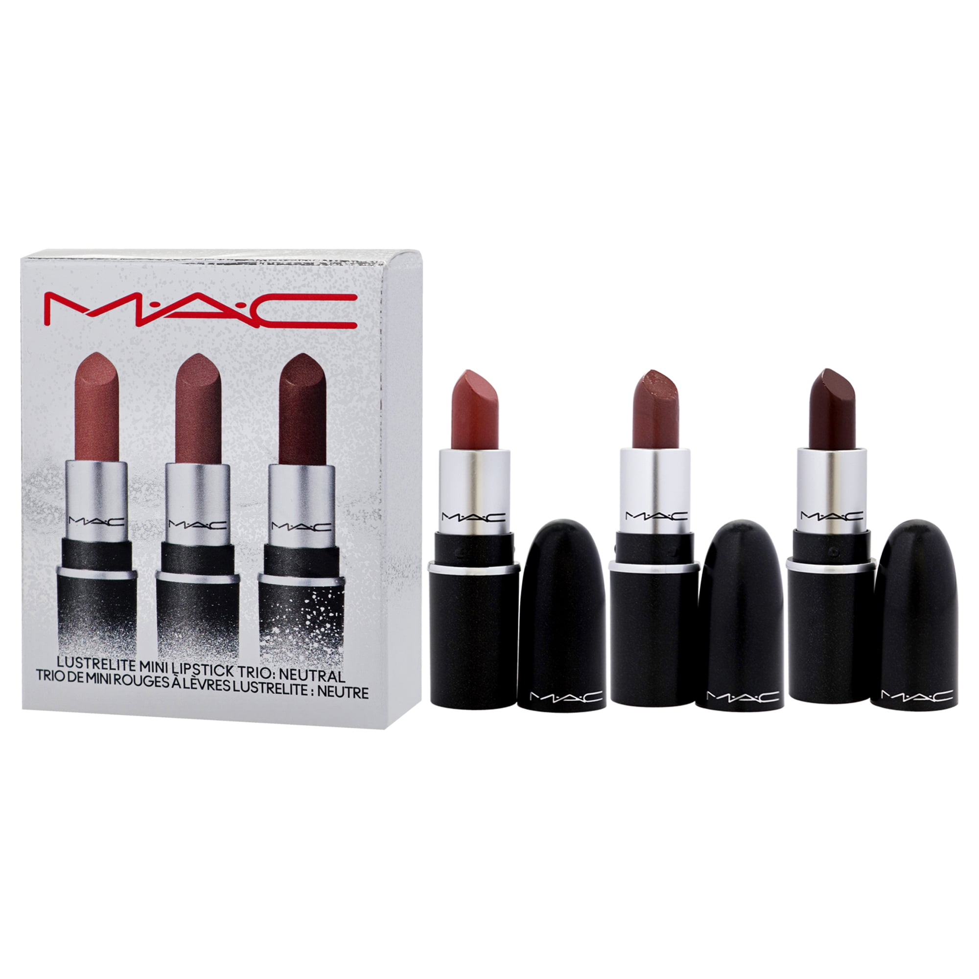 m a c ✨３点set☆ MAC Lustrelite Mini Lipstick Trio Set, Gloss Lipgloss, Neutral