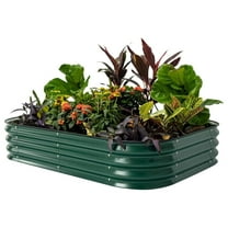 Aluzinc Raised Garden Bed Kits, 11" Tall 6 in 1 Modular Metal Raised Planter Bed for Vegetables Flowers Patio Ground Planter Box-British Green