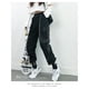 thumbnail image 2 of Pantalones negros atractivos de cintura alta para adelgazar para mujer, estilo recto suelto, cadena de moda para otoño, 2 of 6