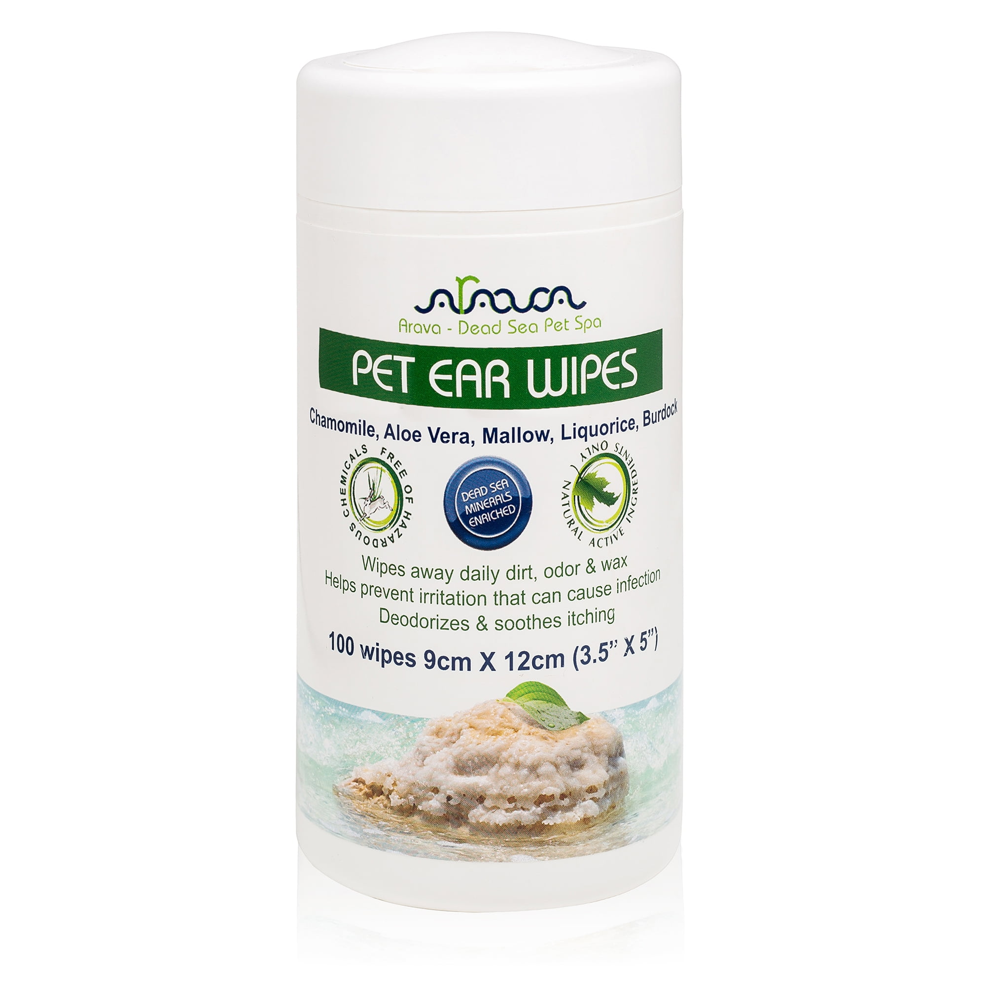 Pet Ear Wipes by Arava Dead Sea Pet Spa for Unisex 100 Pc Wipes