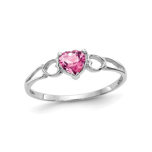 1/2 Carat (Ctw) Pink Tourmaline Heart Ring in 10K White Gold
