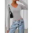 thumbnail image 5 of PRETTYGARDEN Womens Long Sleeve T Shirts Fall Trendy Deep V Neck Slim Fit Basic Crop Tops Casual Going Out Top, 5 of 10