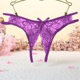 thumbnail image 5 of Odeerbi Women's Thong Crotchless Panties 2025 Valentine's Day Sexy Transparent Underwear Sling Solid Color Shortened Underwear Set Purple, 5 of 5