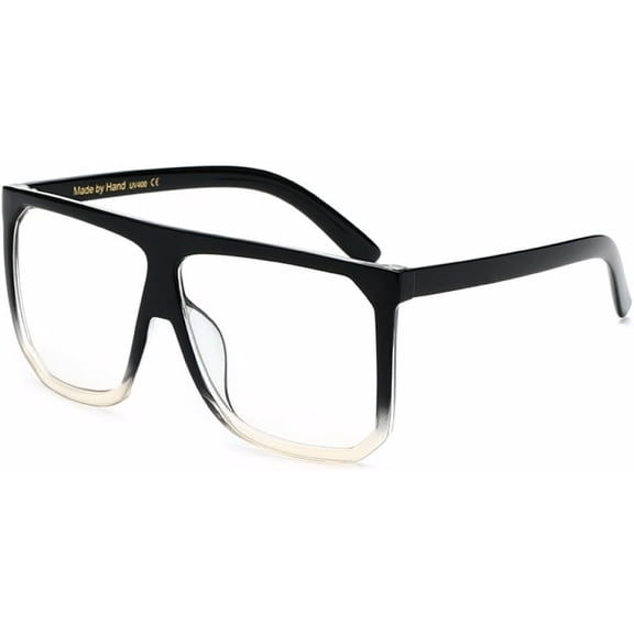 Vintage Flat Top Oversized Sunglasses Women Men Big Frame Gradient Clear Sun Glasses UV400