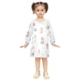 thumbnail image 2 of Girls' long-sleeved dress Building Block Elements Girls' A-line dress with ribbed cuffs Soft and comfortable, 2 of 6