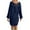 Blue, variant on MaFYtyTPR Women's Kintted Dresses Fashion Solid Color Loose V-neck Bow Long Sleeved Versatile Pullover Woolen Dress Black L
