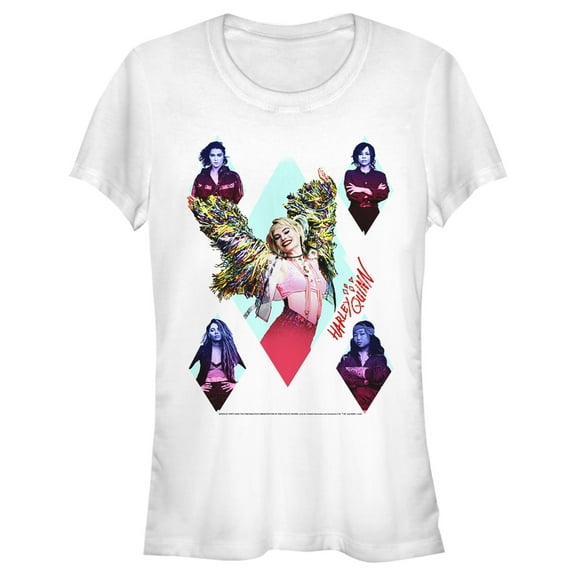Junior's Birds of Prey Harley Diamond Team  Graphic Tee White X Large