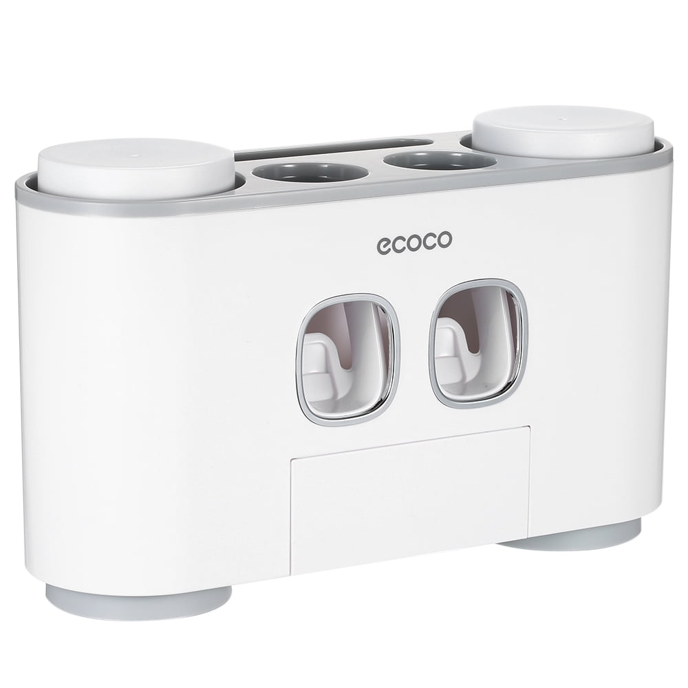 ecoco Wall-Mounted Toothbrush Holder with 2 Toothpaste Dispensers 4 Cups N0P8 