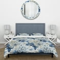 thumbnail image 3 of Designart "Foggy Blue Floral Damask" Damask Bedding Covert Set - Bohemian & Eclectic Bed Set With 1 Sham, 3 of 5