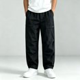 thumbnail image 5 of YUANxueke Boys Fleece Cargo Pants Elastic Waist Outdoor Hiking Sweatpants with Pockets,Black,Sizes 3-15, 5 of 5