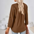 thumbnail image 7 of IROINNID Polyester Long Sleeve T Shirt for Women Casual Solid Slot Neck Loose T-shirt Top,Coffee, 7 of 7