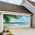 thumbnail image 4 of Summer Beach Garage Door Cover Banner 7 x 8 FT, Coastal Ocean Tropical Palm Trees Garage Door Curtains Backdrop with Grommets for Indoor Outdoor Wall Party Porch Yard Decorations Background, 4 of 9