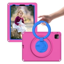 Dteck for iPad Pro 11 2022/2021/2020/2018, iPad Air 4th 5th 10.9 Case, EVA Shockproof Rotate Handle Folding Stand Heavy Duty Protective Cute Cover for Boys Girls, Rose
