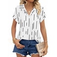 thumbnail image 2 of UVN Blouses for Women Summer Short Sleeve Work Shirts Dressy Casual V Neck Print Tops, 2 of 8