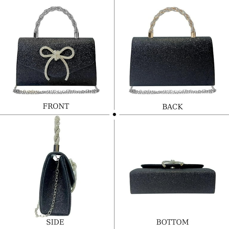 Women Evening Bag Sparkly Bow Clutch Purses Wedding Glitter  display picture 1