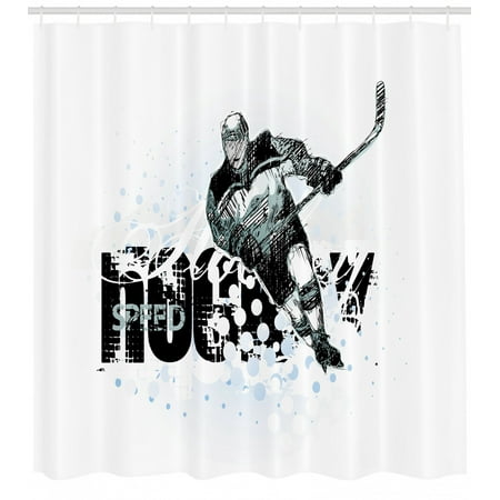 Hockey Shower Curtain Grunge Sketch Art Of A Professional Player