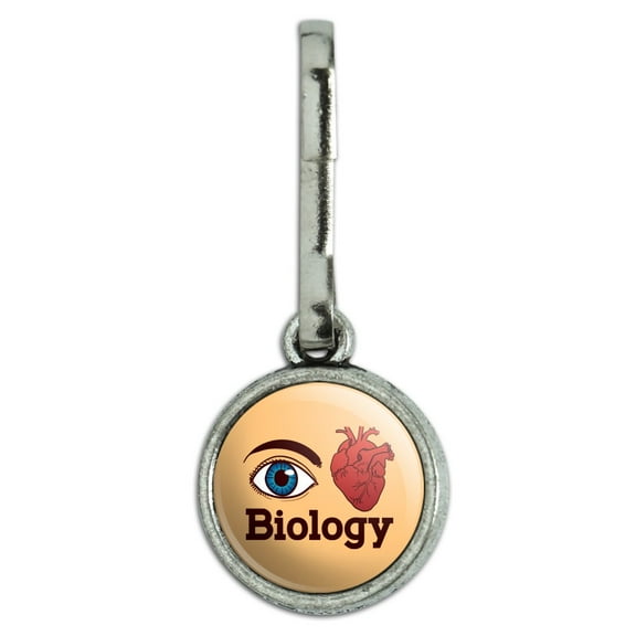 Eye Heart Biology  Antiqued Charm Clothes Purse Suitcase Backpack Zipper Pull Aid