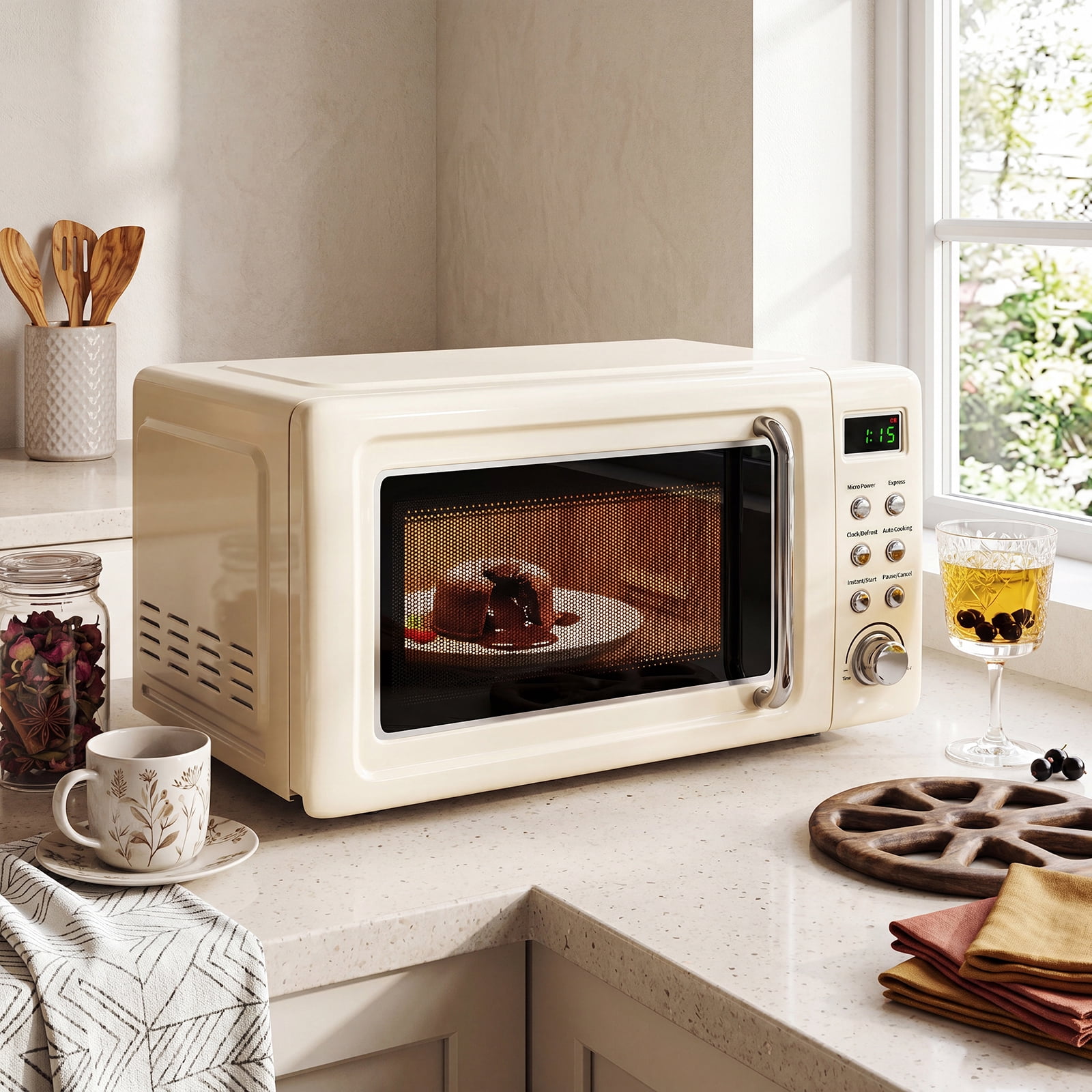 Galanz Retro 700-Watt Small 0.7 cu. ft. Countertop Microwave Oven