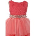 thumbnail image 2 of Little Girl Flower Girl Dress Sequin Lace Top Rhinestone Belt & Ruffle Skirt White 4 MBK357, 2 of 3