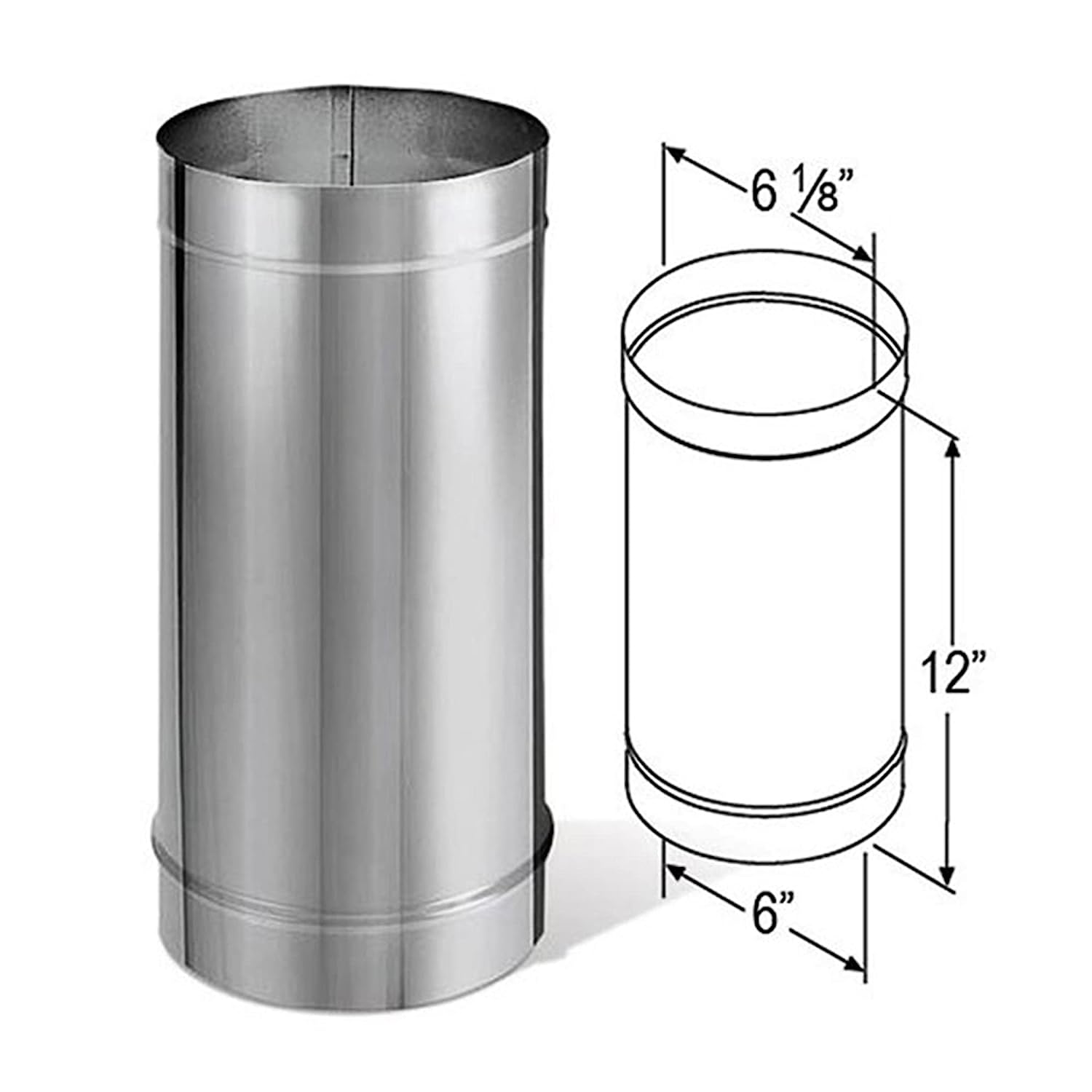 DuraVent DuraBlack 6DBK-12 6 Inch Single Wall Steel Wood Burning Adjustable Chimney Stove Pipe Connector to Vent Smoke and Exhaust, Black