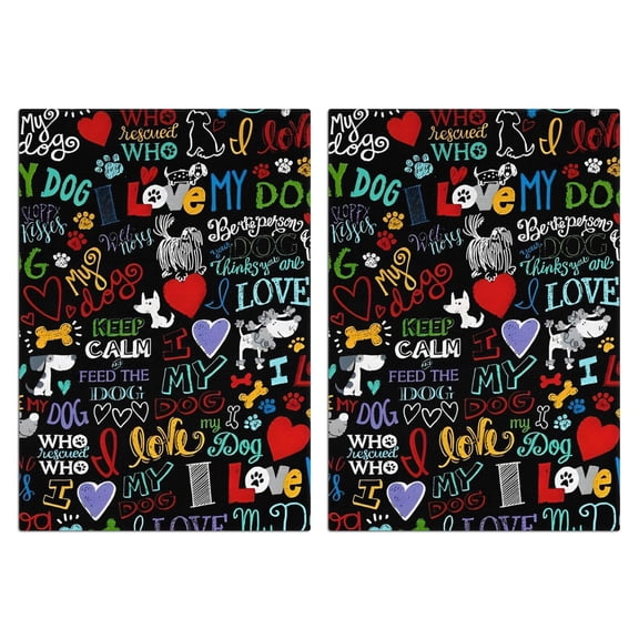 2 Pcs Funny Kitchen Towels,I Love My Dogs Art Microfiber Dish Towels,Kitchen Tea Towels,Kitchen Towel Set (18" X 26")