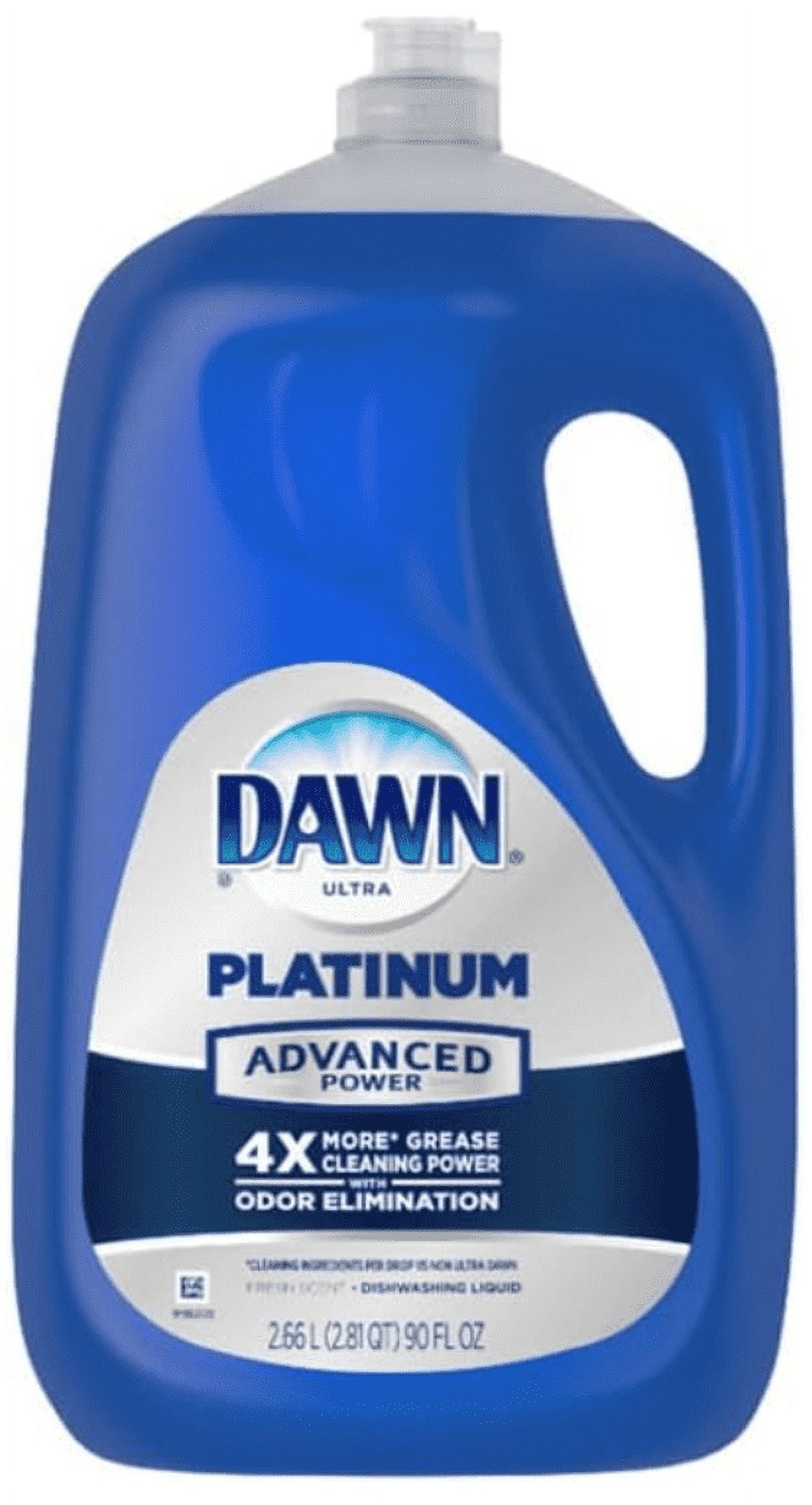 Dawn Platinum Dishwashing Liquid Refreshing Rain Scent 4X More Grease-Cleaning Power Odour Fighter 2.66 L 90 fl oz