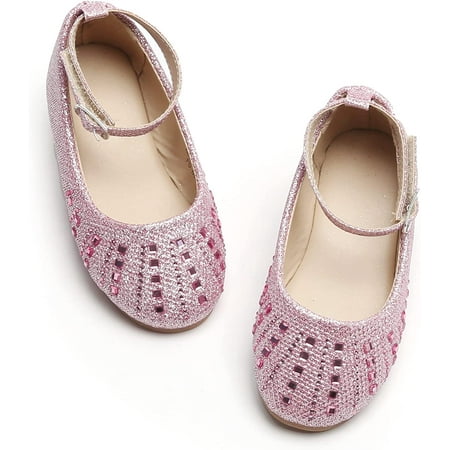 

QWZNDZGR Toddler Flower Girl Dress Shoes - Girl Ballet Flats Party School Shoes Wedding