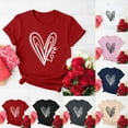 thumbnail image 5 of Jewelreauty Women Valentine's Day Shirts Short Sleeve Letter Heart Graphic T-Shirts Casual Pullover Tunic Tops (2XL, C White), 5 of 5