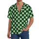 thumbnail image 1 of Fotbe Green Argyle Plaid Camisa Estampada de Manga Corta para Hombre, Casual de Verano, Estilo Playero, Sin Arrugas-Small, 1 of 5