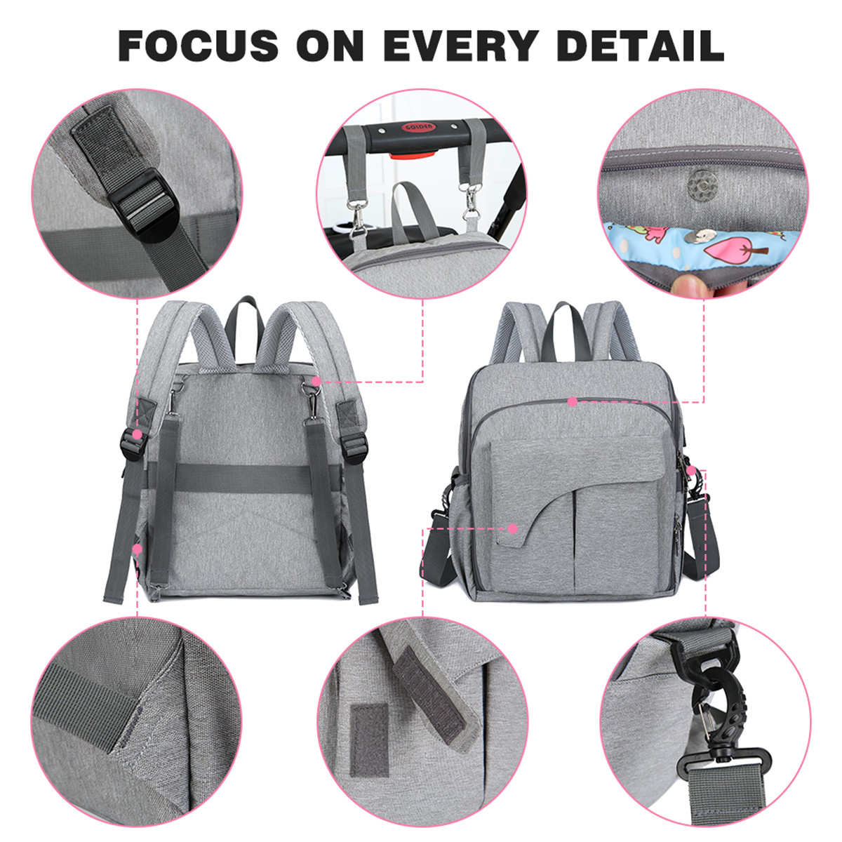 Diaper Bag Backpack, Large Multifunction Waterproof Travel Backpacks for Mom/Dad with Insulated Pockets,USB Interface, Stroller Straps,Durable Maternity Baby Nappy Bags for Boys/Girls